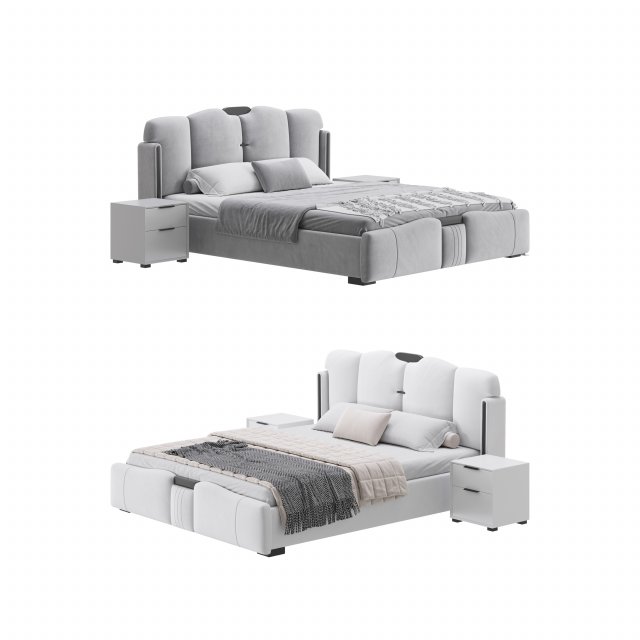 Modern Wingback Bed Modelo 3D .c4d .max .obj .3ds .fbx .stl .blend 