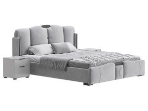 Modern Wingback Bed Modelo 3D