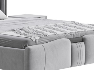 Modern Wingback Bed Modelo 3D