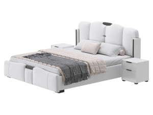 Modern Wingback Bed Modelo 3D