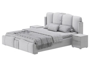 Modern Kanatlı Yatak 3D Model