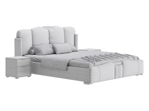 Modern Wingback Bed Modelo 3D