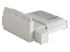 Modern Wingback Bed Modelo 3D