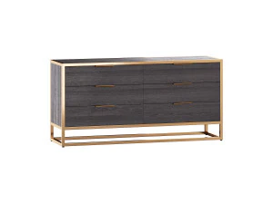Oxford Black 6-Drawer Dresser 3D Model