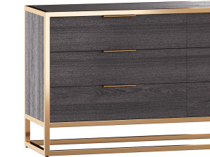 Oxford Black 6-Drawer Dresser Model 3D