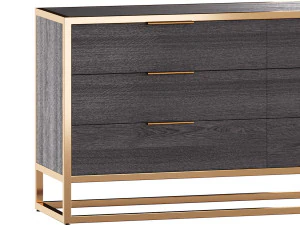 Oxford Black 6-Drawer Dresser 3D Model