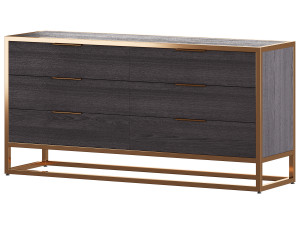 Oxford Black 6-Drawer Dresser Model 3D