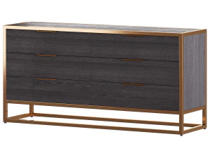 Oxford Black 6-Drawer Dresser 3D Model