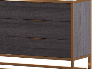 Oxford Black 6-Drawer Dresser Model 3D