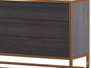 Oxford Black 6-Drawer Dresser 3D Model