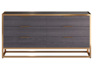 Oxford Black 6-Drawer Dresser Model 3D