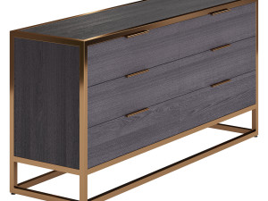 Oxford Black 6-Drawer Dresser Model 3D