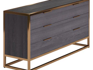 Oxford Black 6-Drawer Dresser 3D Model