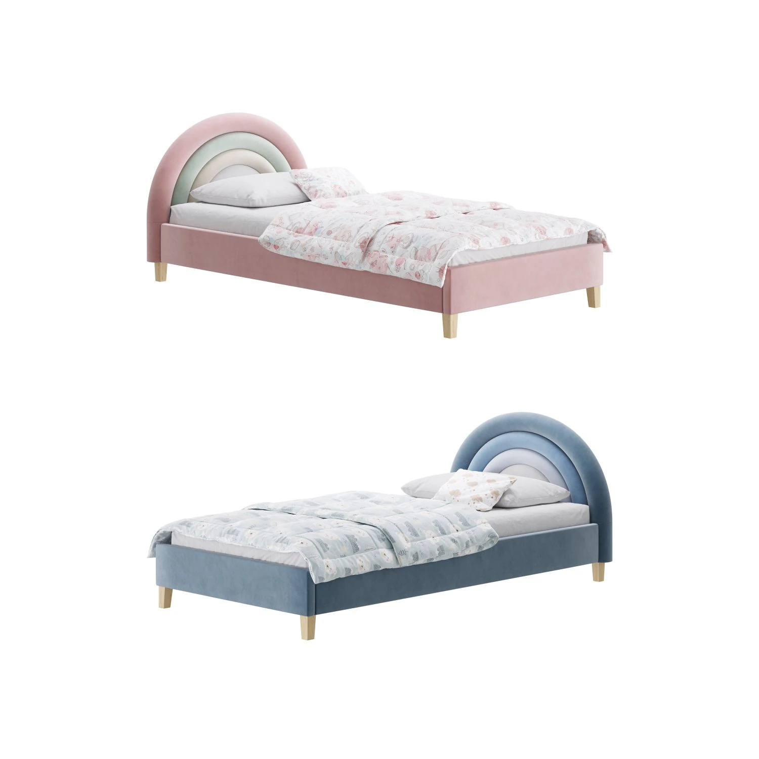 Rainbow Kids Bed 3D Model .c4d .max .obj .3ds .fbx .stl .blend 