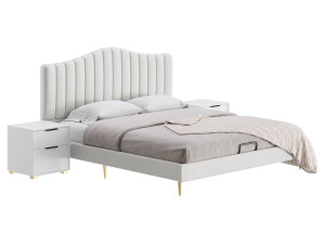 Soild Wood Bed with Camelback Panel Headboard Modelo 3D