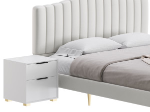 Soild Wood Bed with Camelback Panel Headboard Modelo 3D