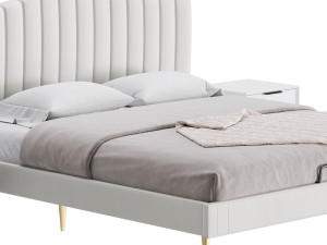 Soild Wood Bed with Camelback Panel Headboard Modelo 3D