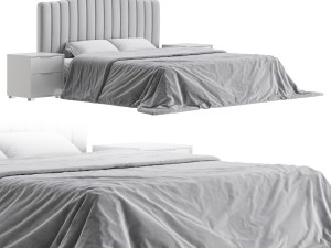 Soild Wood Bed with Camelback Panel Headboard Modelo 3D