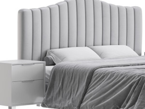 Soild Wood Bed with Camelback Panel Headboard Modelo 3D