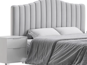 Soild Wood Bed with Camelback Panel Headboard 3D Model