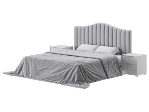 Soild Wood Bed with Camelback Panel Headboard Modelo 3D