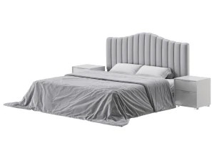 Soild Wood Bed with Camelback Panel Headboard 3D Model