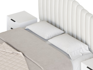 Soild Wood Bed with Camelback Panel Headboard Modelo 3D