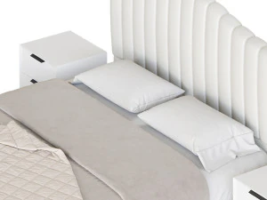 Soild Wood Bed with Camelback Panel Headboard 3D Model