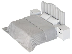 Soild Wood Bed with Camelback Panel Headboard 3D Model