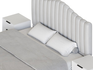 Soild Wood Bed with Camelback Panel Headboard Modelo 3D