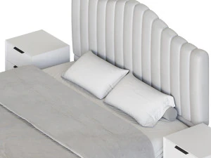 Soild Wood Bed with Camelback Panel Headboard 3D Model