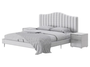 Soild Wood Bed with Camelback Panel Headboard 3D Model