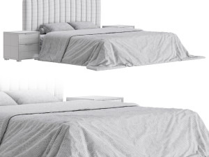 Soild Wood Bed with Camelback Panel Headboard Modelo 3D