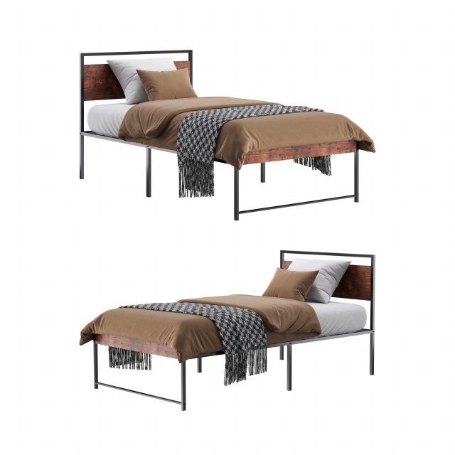 Topeakmart Rustic Metal Bed 3D 模型 .c4d .max .obj .3ds .fbx .stl .blend 