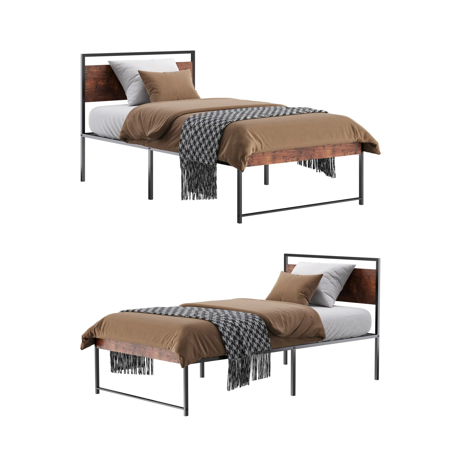 Topeakmart Rustic Metal Bed 3D Model .c4d .max .obj .3ds .fbx .stl .blend 