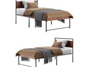 Cama r&uacute;stica de metal Topeakmart Modelo 3D