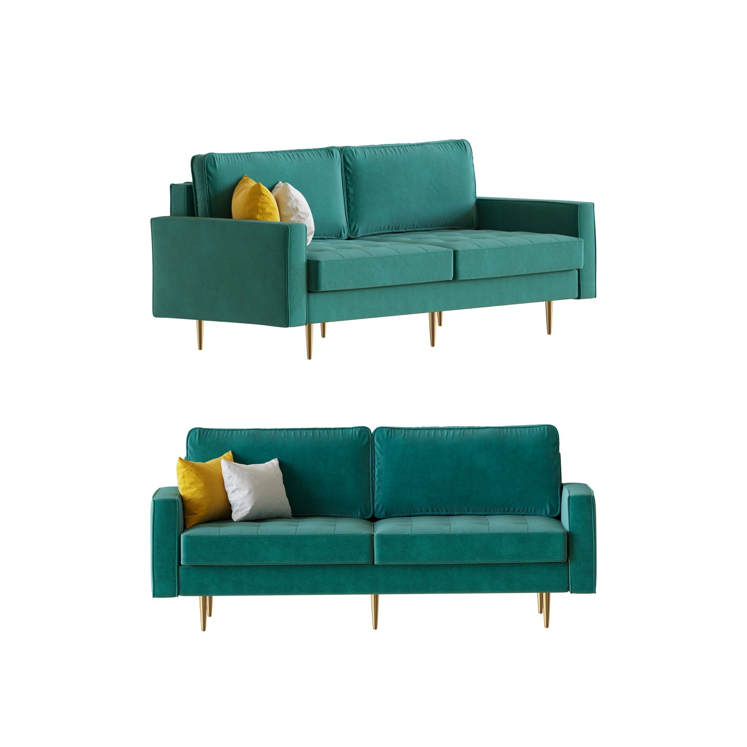 Velvet Fabric Sofa Couch 3D Model .c4d .max .obj .3ds .fbx .stl .blend