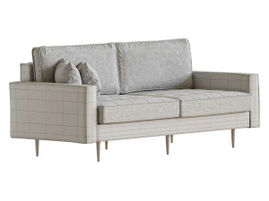 Velvet Fabric Sofa Couch 3D Model
