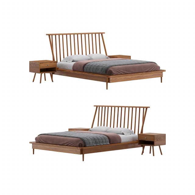 Walker Edison bed Model 3D .c4d .max .obj .3ds .fbx .stl .blend 