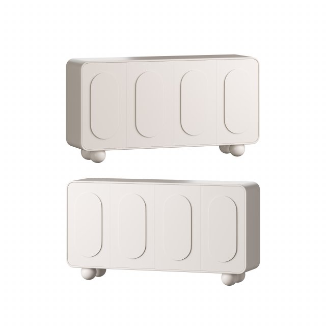 White Solid and Manufactured Wood Sideboard Credenza 3D Model .c4d .max .obj .3ds .fbx .stl .blend 