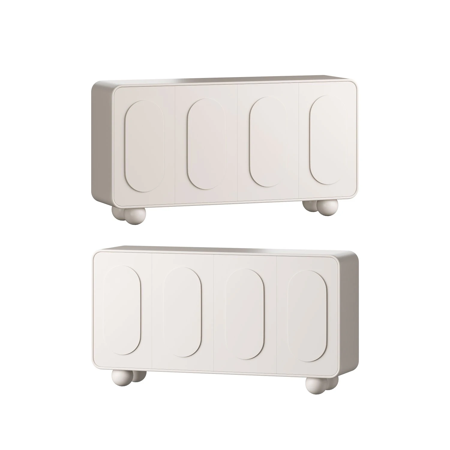 White Solid and Manufactured Wood Sideboard Credenza 3D Model .c4d .max .obj .3ds .fbx .stl .blend 