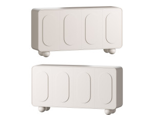 White Solid and Manufactured Wood Sideboard Credenza 3Dモデル