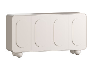 White Solid and Manufactured Wood Sideboard Credenza 3D Model
