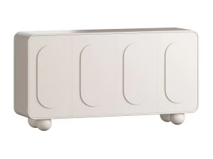 White Solid and Manufactured Wood Sideboard Credenza 3D Model