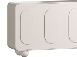 White Solid and Manufactured Wood Sideboard Credenza 3D Model