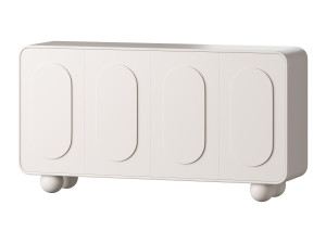 White Solid and Manufactured Wood Sideboard Credenza 3D Model