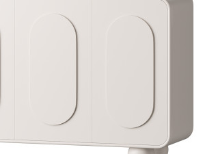 White Solid and Manufactured Wood Sideboard Credenza 3D Model