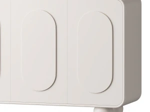 White Solid and Manufactured Wood Sideboard Credenza 3D Model