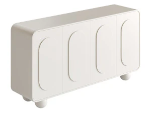 White Solid and Manufactured Wood Sideboard Credenza 3D Model
