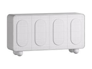 White Solid and Manufactured Wood Sideboard Credenza 3D Model